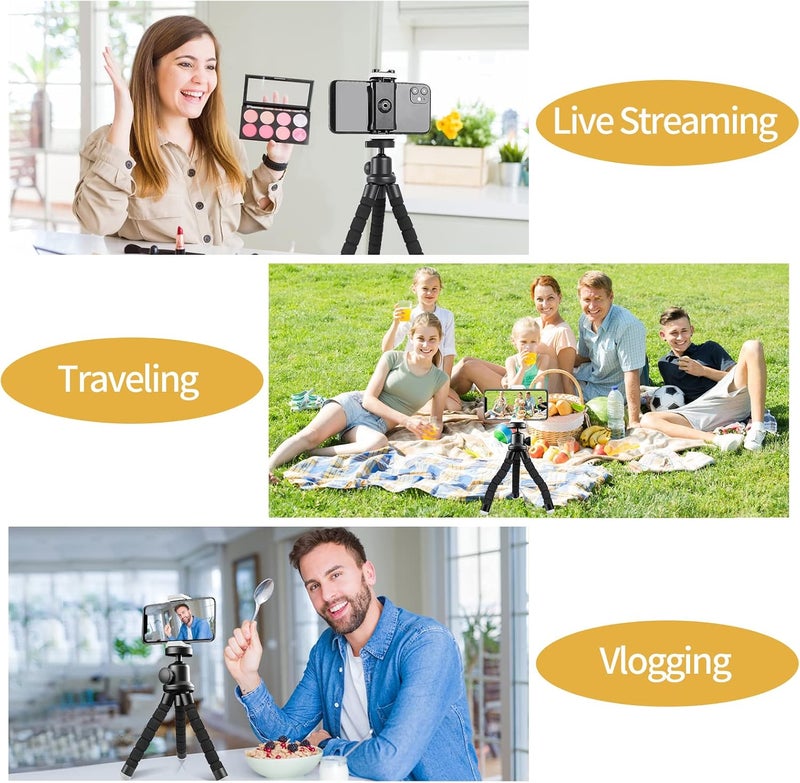 Sensyne Phone Tripod, Flexible Cell Phone Tripod with Phone Holder and Wireless Remote, Mini Travel Tripod Stand, Compatible with All Cell Phones, Cameras - Image 2